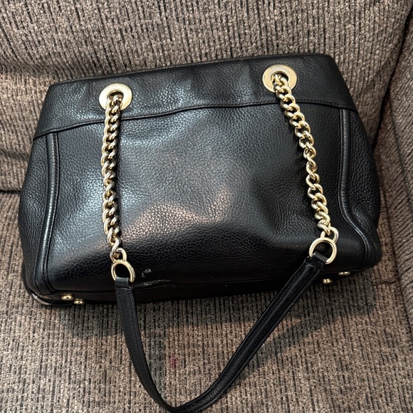 Coach Black Leather Shoulder Bag with Gold Accents - Picture 4 of 7